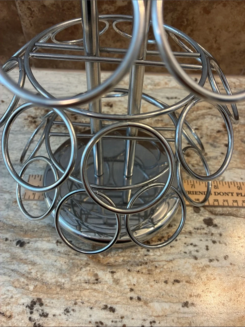 Chrome Coffee Pod Carousel Holder - Sleek Silver Capsule Organizer